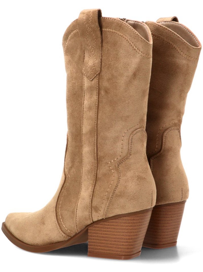 Botin campero mujer tacón medio - etika Beige - Kiabi