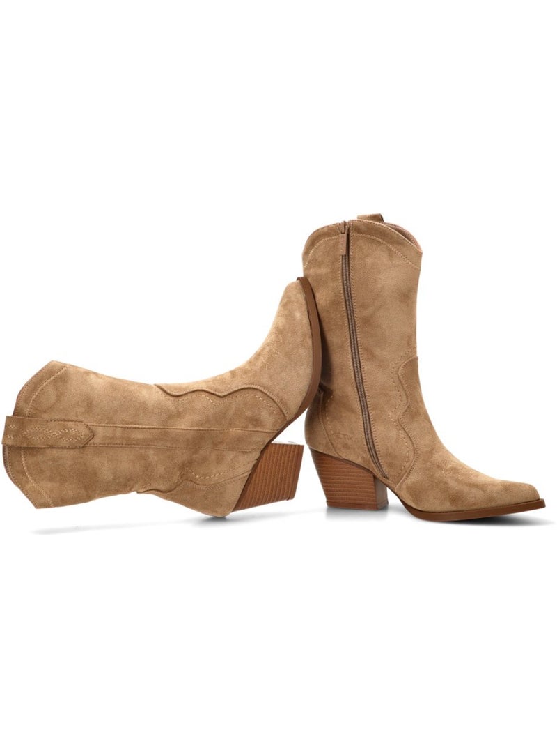 Botin campero mujer tacón medio - etika Beige - Kiabi