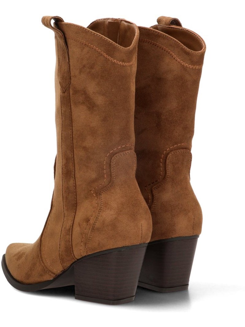 Botin campero mujer tacón medio - etika Camel - Kiabi
