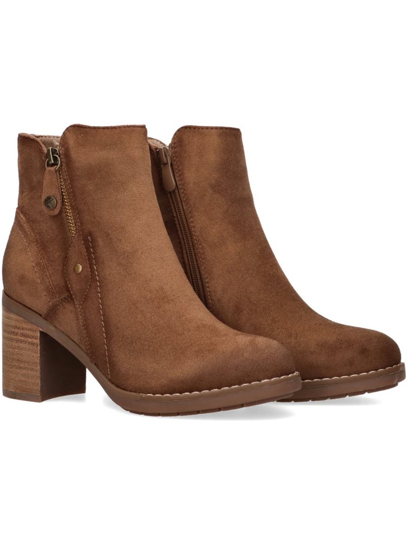Botin Campero Mujer Tacón Medio - Etika Camel - Kiabi