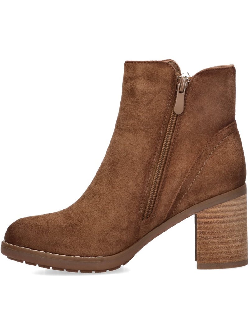 Botin Campero Mujer Tacón Medio - Etika Camel - Kiabi