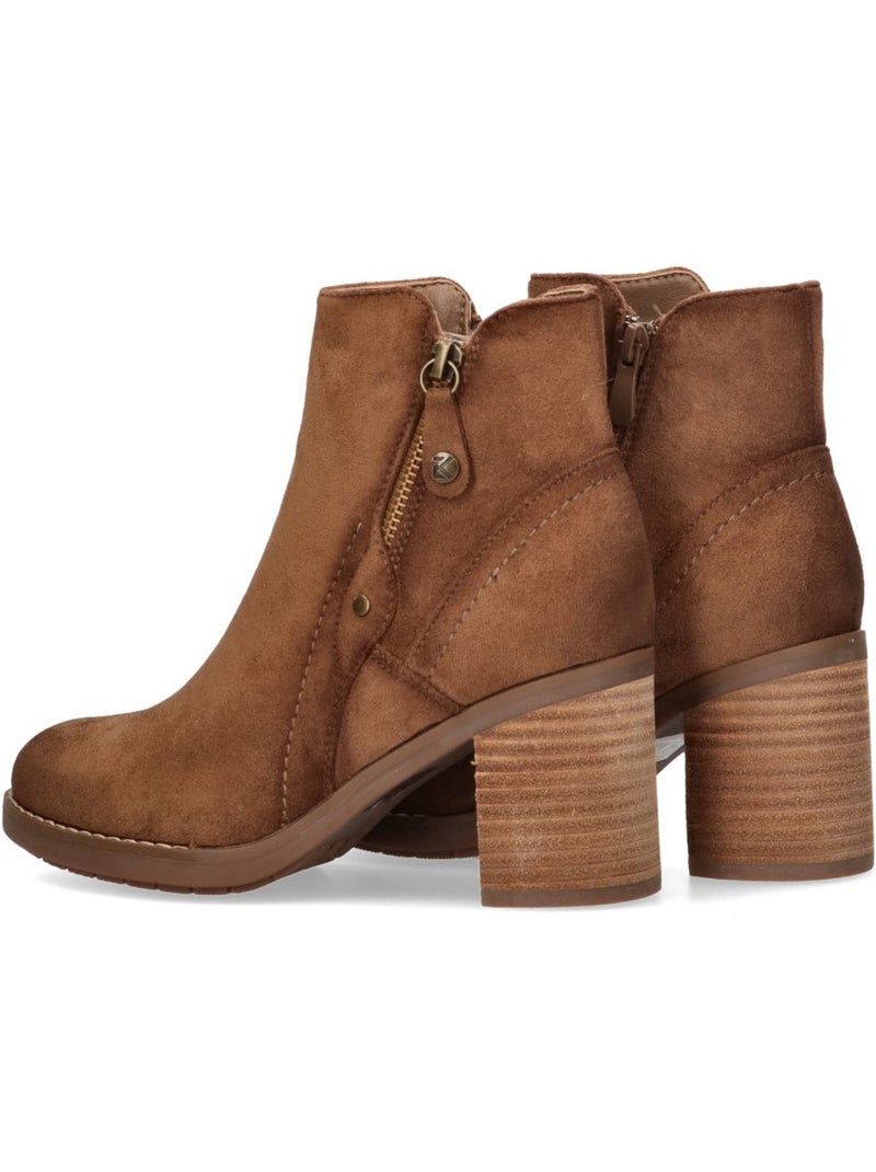 Botin Campero Mujer Tacón Medio - Etika Camel - Kiabi