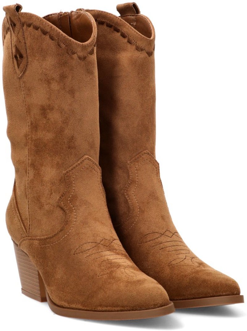 Botin Campero Mujer Tacón Medio - Etika Camel - Kiabi