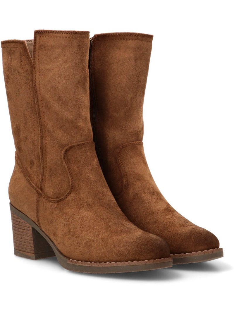 Botin Campero Mujer Tacón Medio - Etika Camel - Kiabi