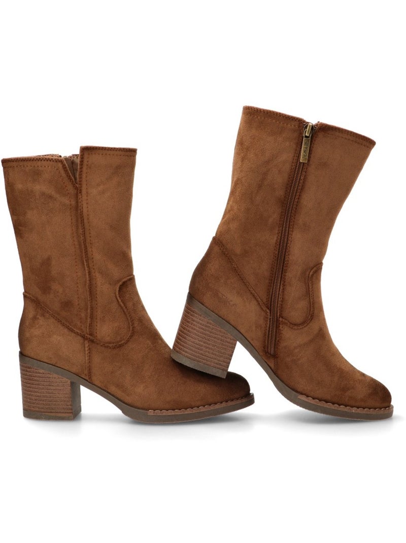Botin Campero Mujer Tacón Medio - Etika Camel - Kiabi