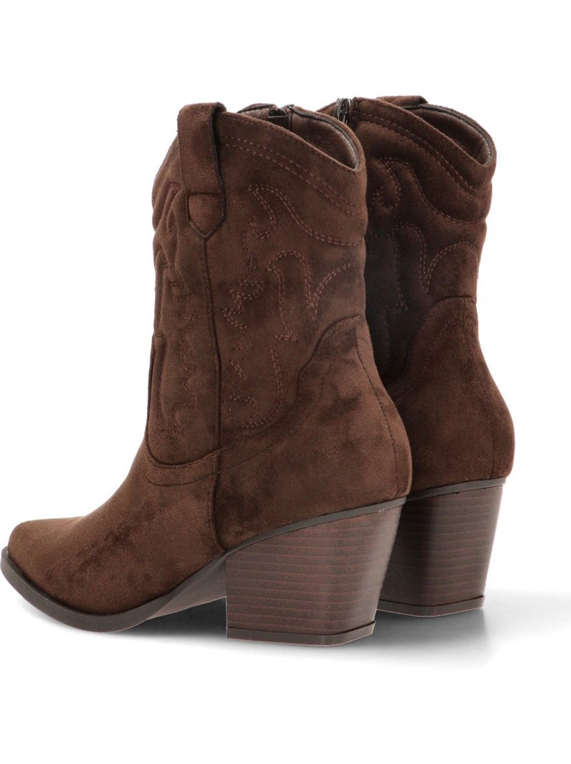 Botin campero mujer tacón medio - etika Marrón capuchino - Kiabi