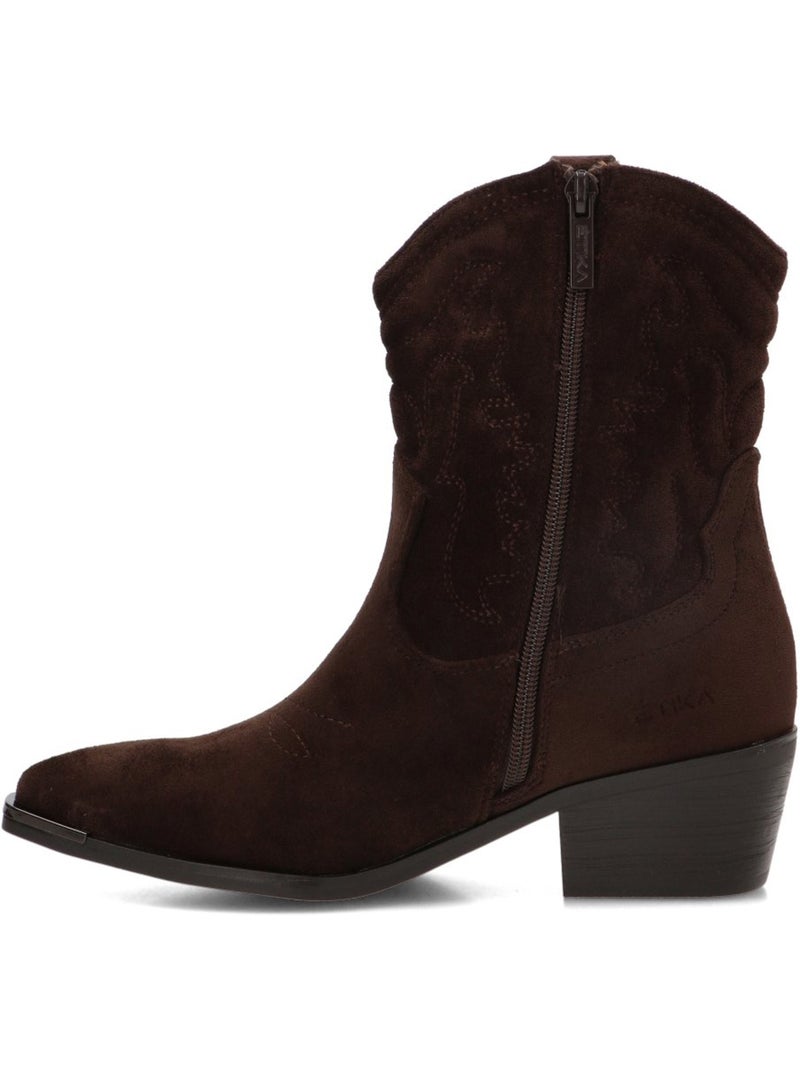 Botin campero mujer tacón medio - etika Marrón capuchino - Kiabi