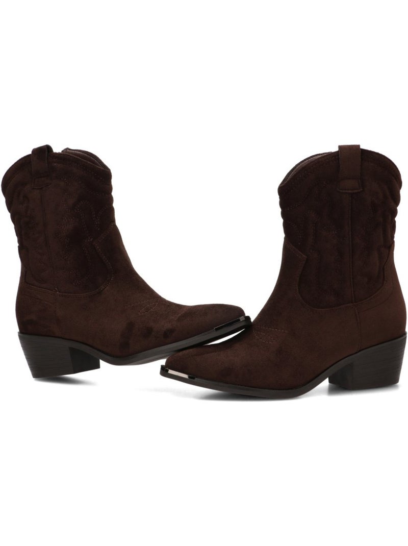 Botin campero mujer tacón medio - etika Marrón capuchino - Kiabi