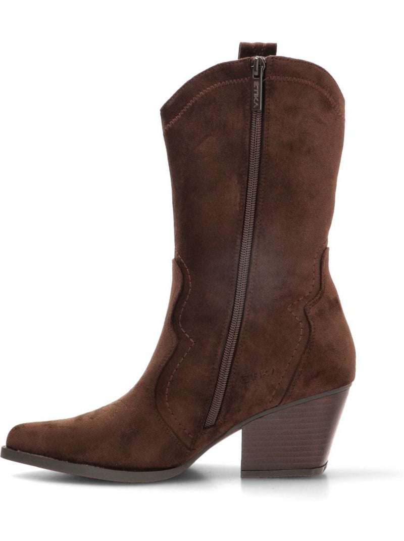 Botin campero mujer tacón medio - etika Marrón capuchino - Kiabi