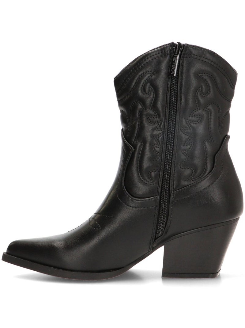 Botin campero mujer tacón medio - etika Negro - Kiabi