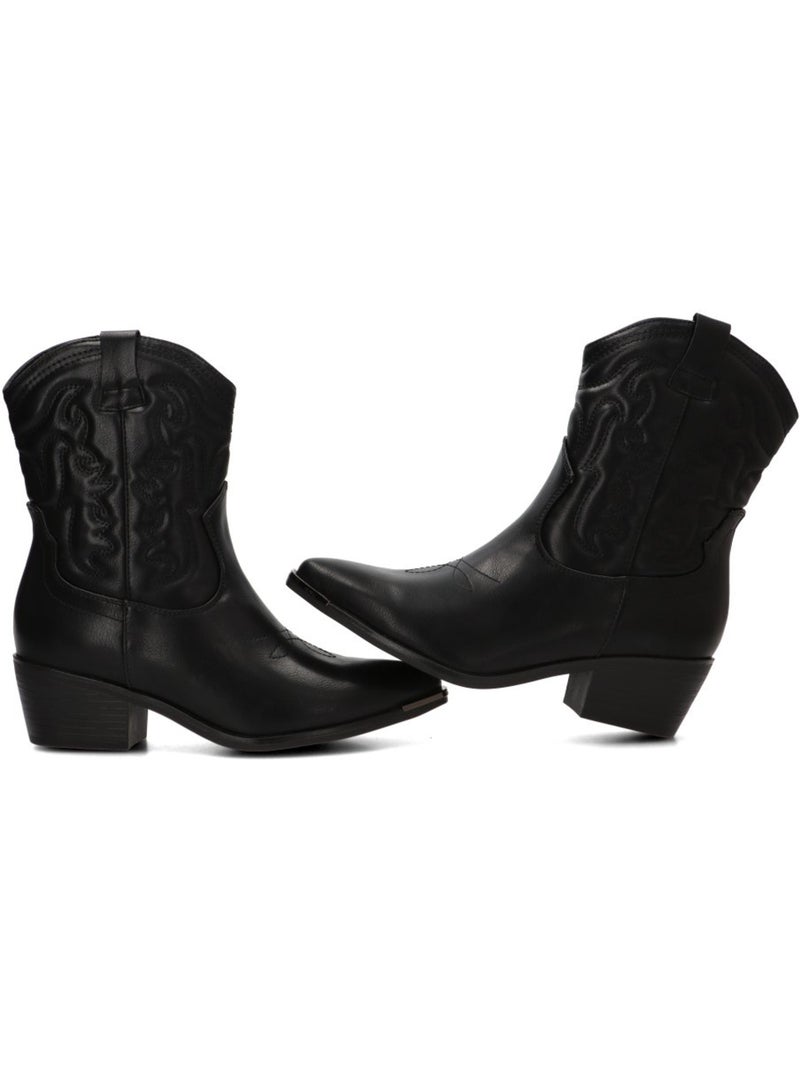 Botin campero mujer tacón medio - etika Negro - Kiabi