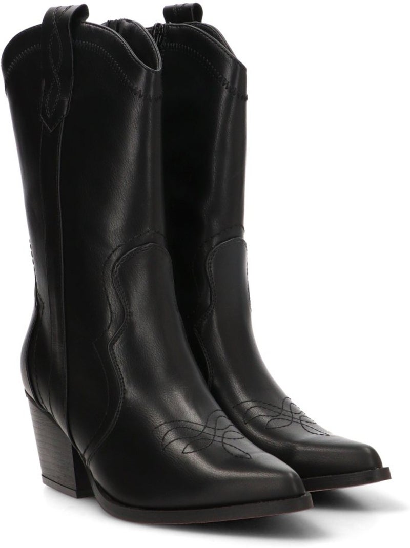 Botin campero mujer tacón medio - etika Negro - Kiabi