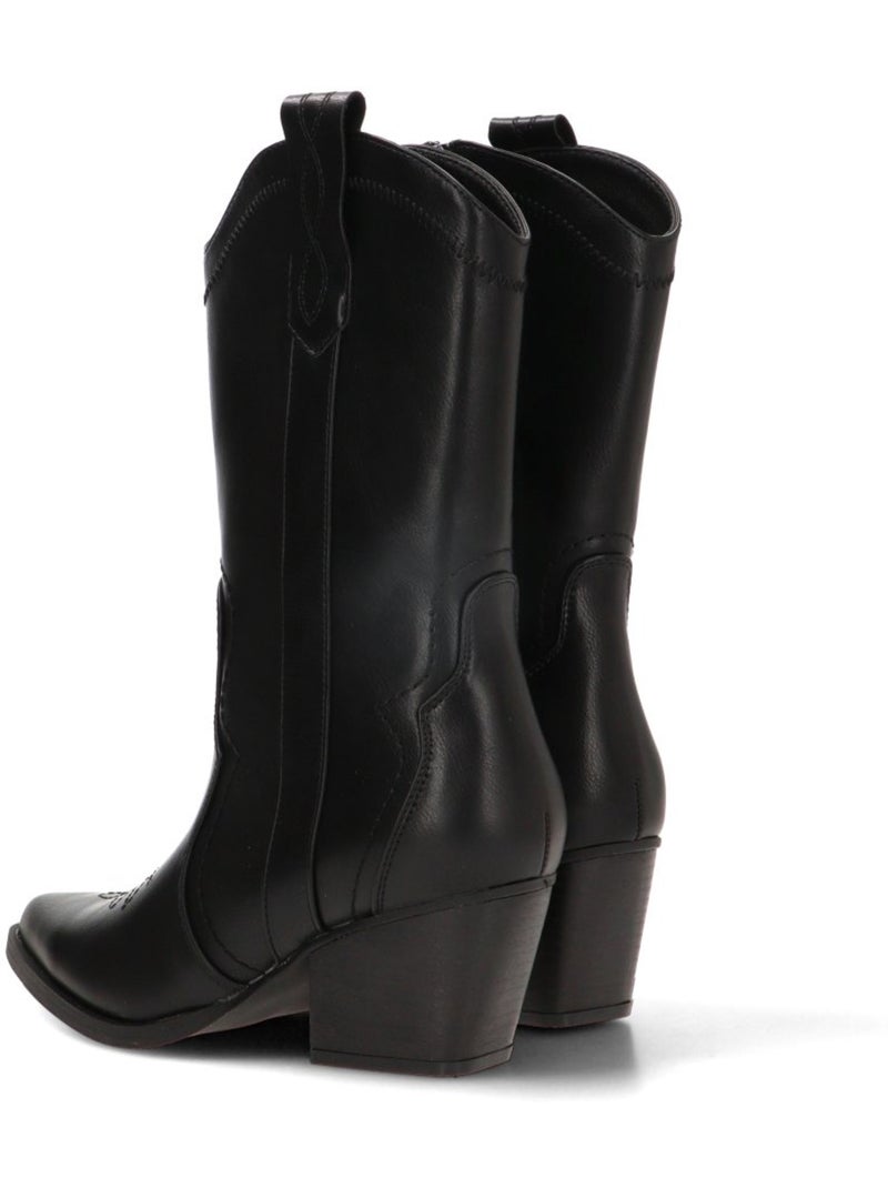 Botin campero mujer tacón medio - etika Negro - Kiabi