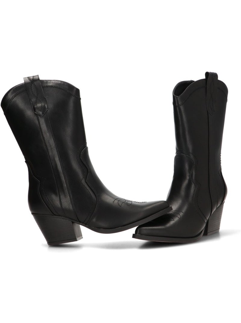 Botin campero mujer tacón medio - etika Negro - Kiabi