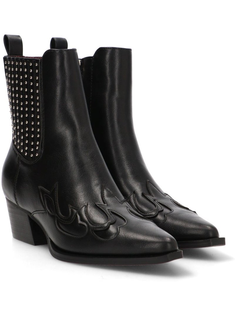 Botin Campero Mujer Tacón Medio - Etika Negro - Kiabi