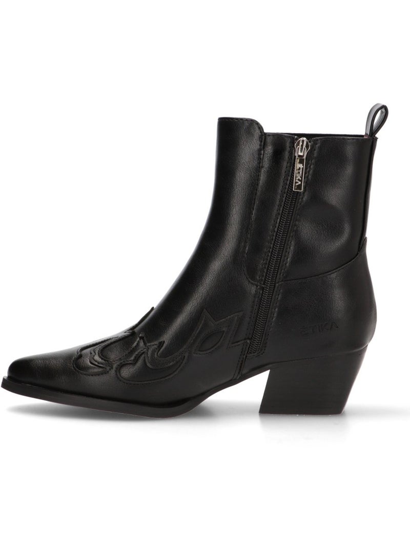 Botin Campero Mujer Tacón Medio - Etika Negro - Kiabi