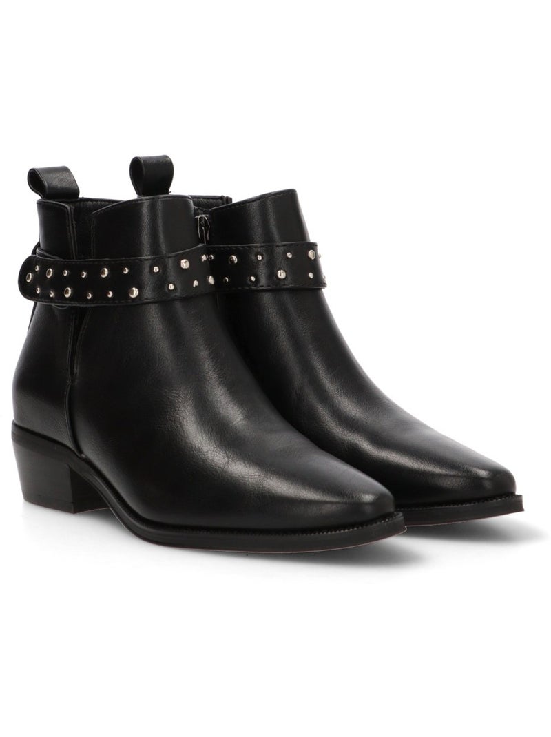 Botin Campero Mujer Tacón Medio - Etika Negro - Kiabi