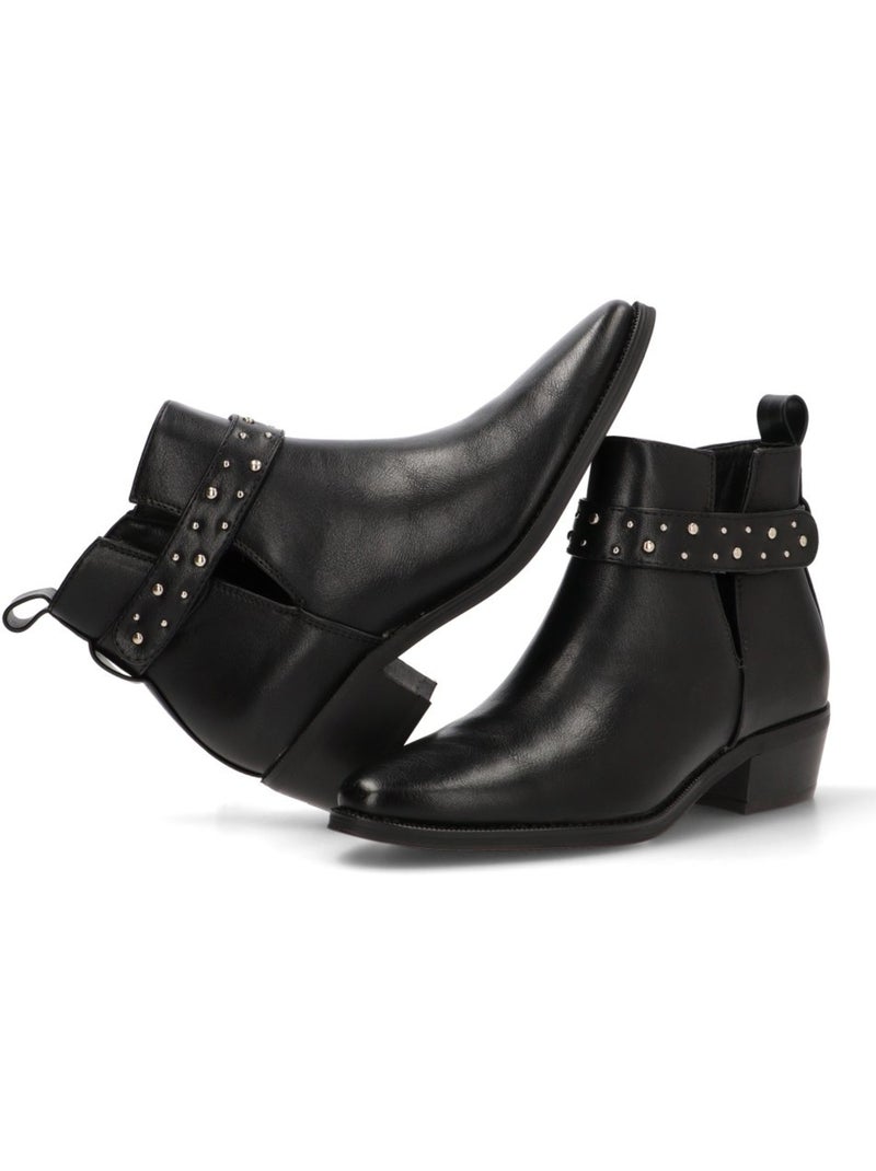Botin Campero Mujer Tacón Medio - Etika Negro - Kiabi