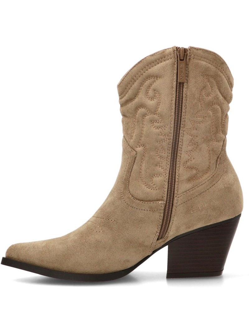 Botin campero mujer tacón medio - etika Taupe - Kiabi