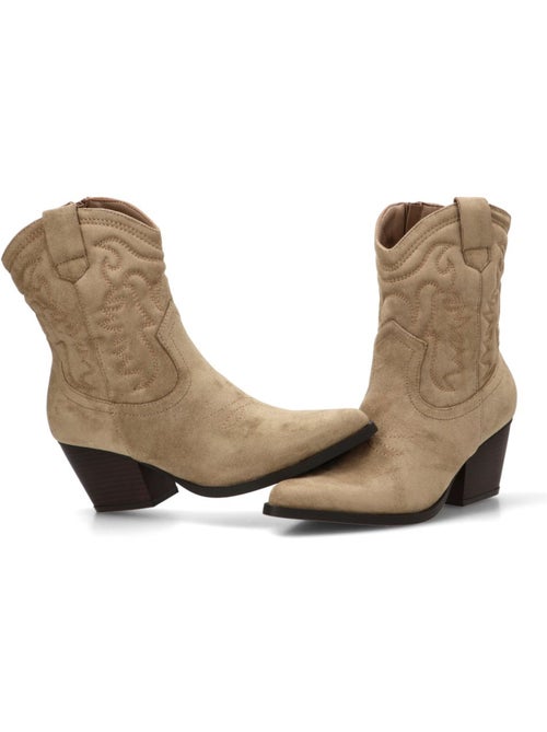 Botin campero mujer tacón medio - etika - Kiabi