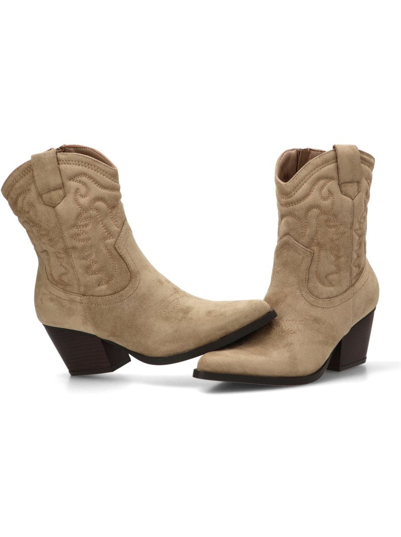 Botin campero mujer tacón medio - etika Taupe - Kiabi