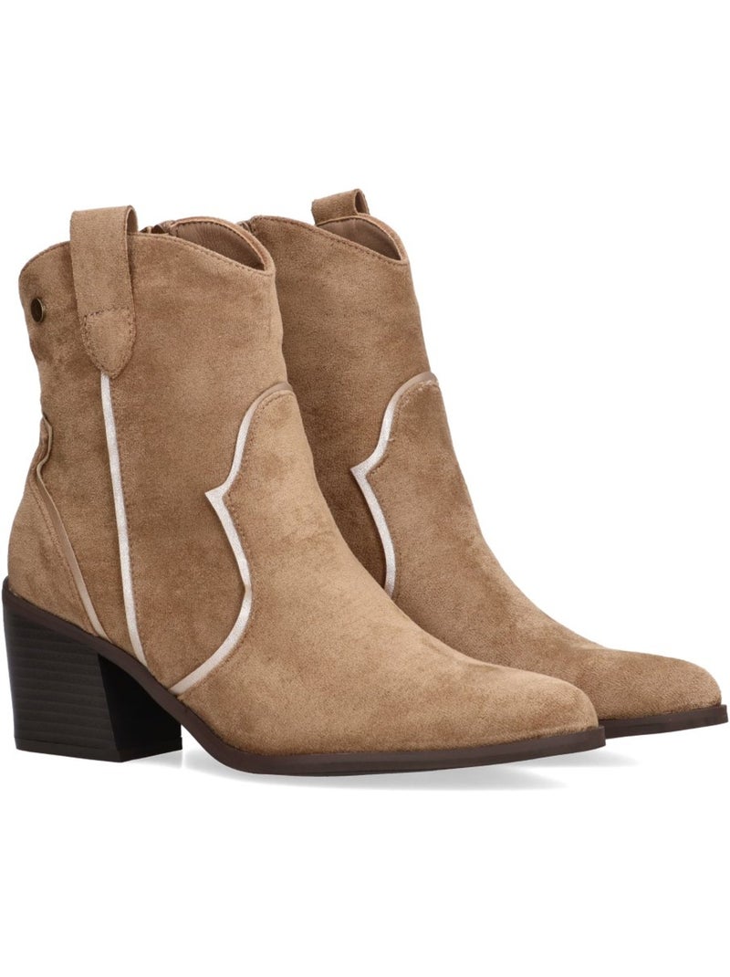 Botin campero mujer tacón medio - etika Taupe - Kiabi