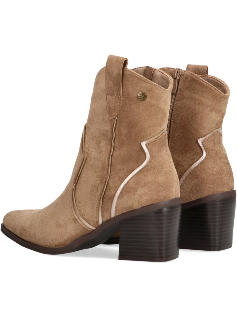Botin campero mujer tacón medio - etika Taupe - Kiabi