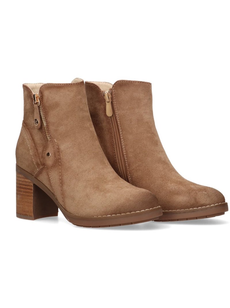 Botin Campero Mujer Tacón Medio - Etika Taupe - Kiabi