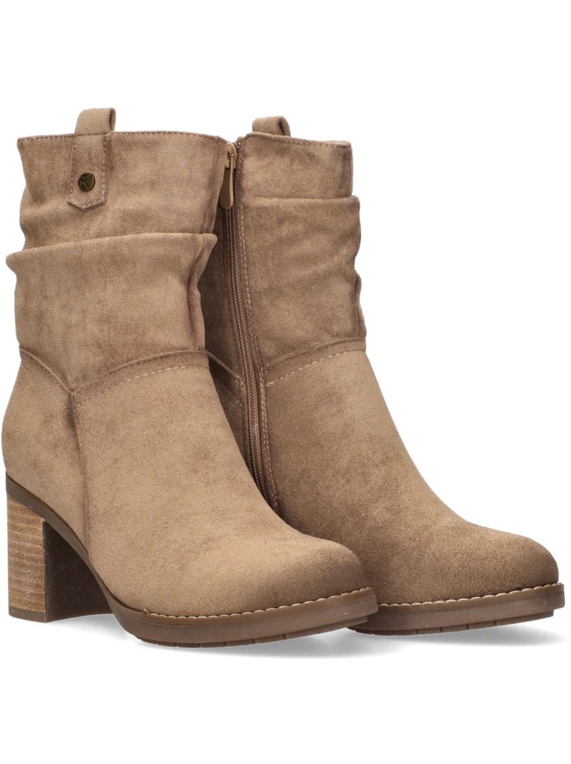 Botin Campero Mujer Tacón Medio - Etika Taupe - Kiabi