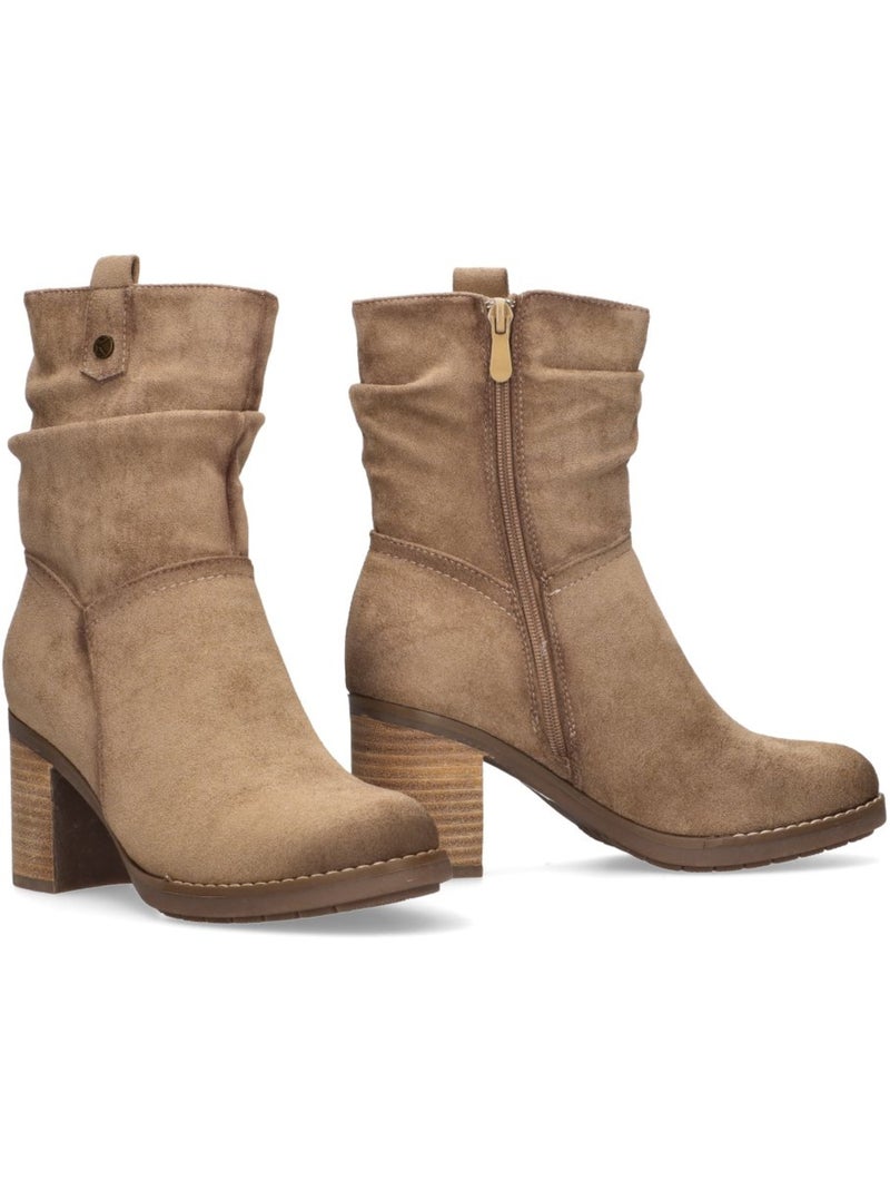 Botin Campero Mujer Tacón Medio - Etika Taupe - Kiabi
