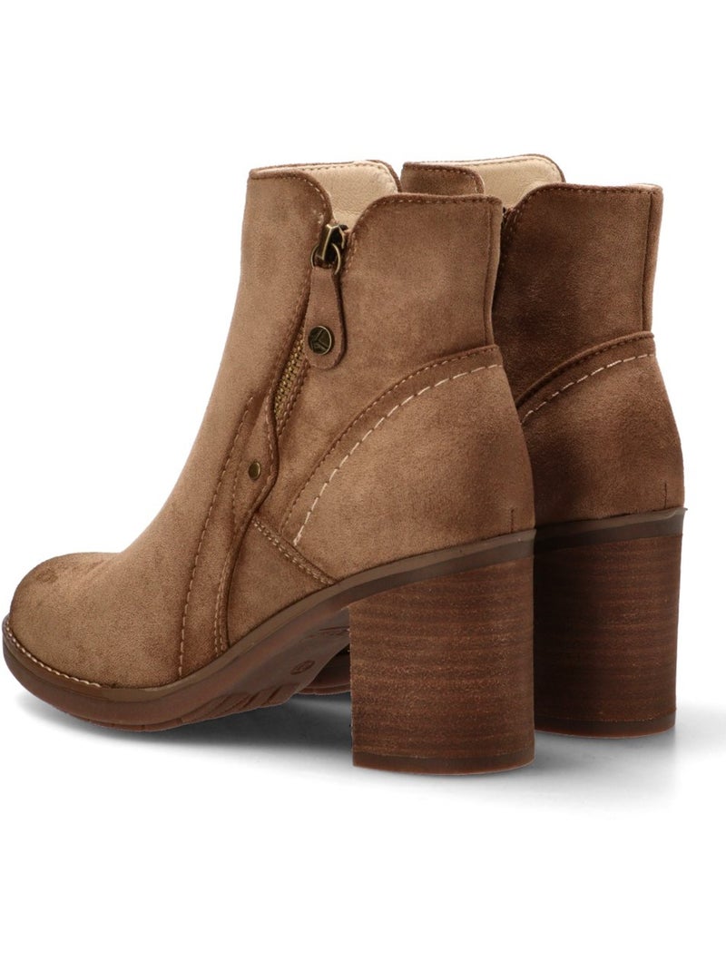Botin Campero Mujer Tacón Medio - Etika Taupe - Kiabi