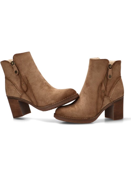 Botin Campero Mujer Tacón Medio - Etika - Kiabi Botin Campero Mujer Tacón Medio - Etika - Kiabi