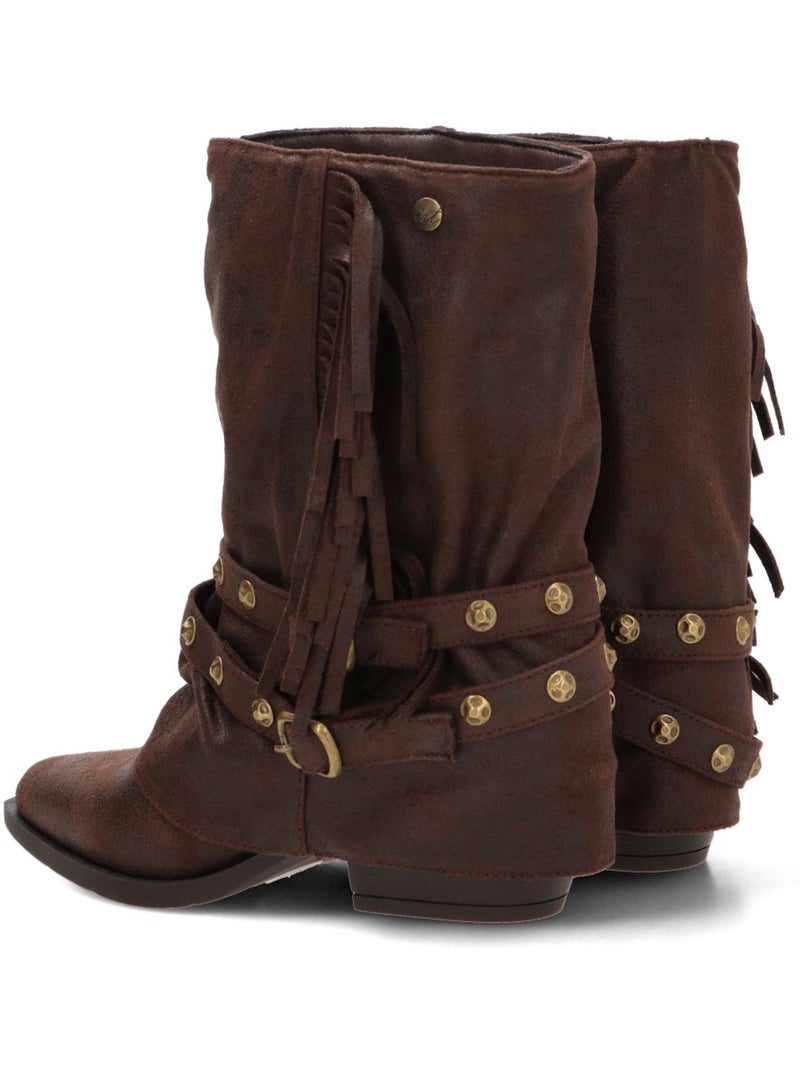 Botin campero mujer tacón medio - isteria Marrón capuchino - Kiabi