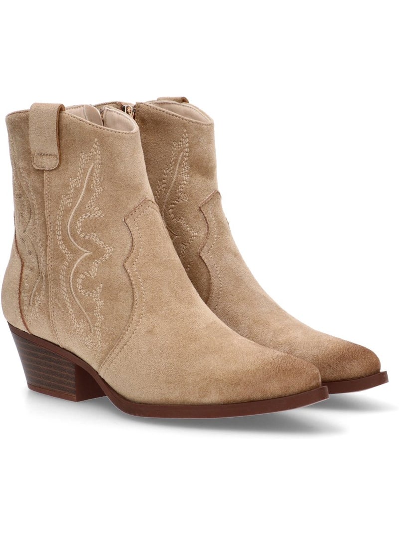 Botin campero mujer tacón medio - luna collection Beige - Kiabi