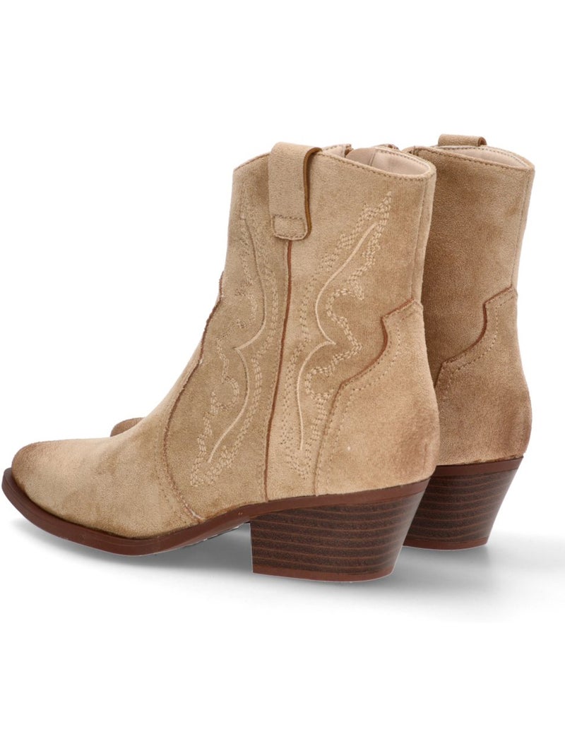 Botin campero mujer tacón medio - luna collection Beige - Kiabi