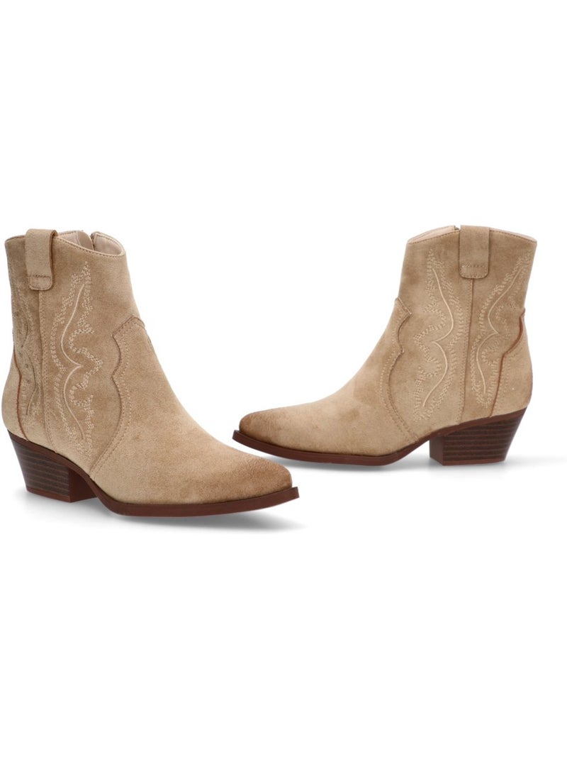 Botin campero mujer tacón medio - luna collection Beige - Kiabi