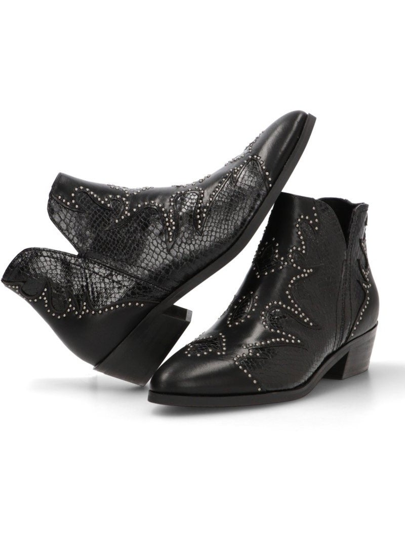 Botin Campero Mujer Tacón Medio - Luna Trend Negro - Kiabi