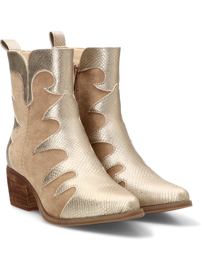 Botin Campero Mujer Tacón Medio - Traviata Beige - Kiabi