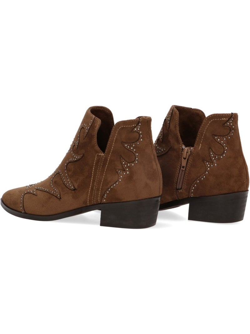 Botin campero mujer tacón medio - yulia Camel - Kiabi