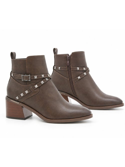 Botin casual cuero purapiel - Kiabi