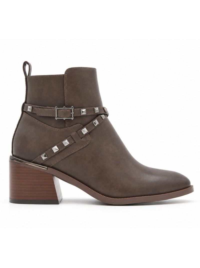 Botin casual cuero purapiel Marrón - Kiabi