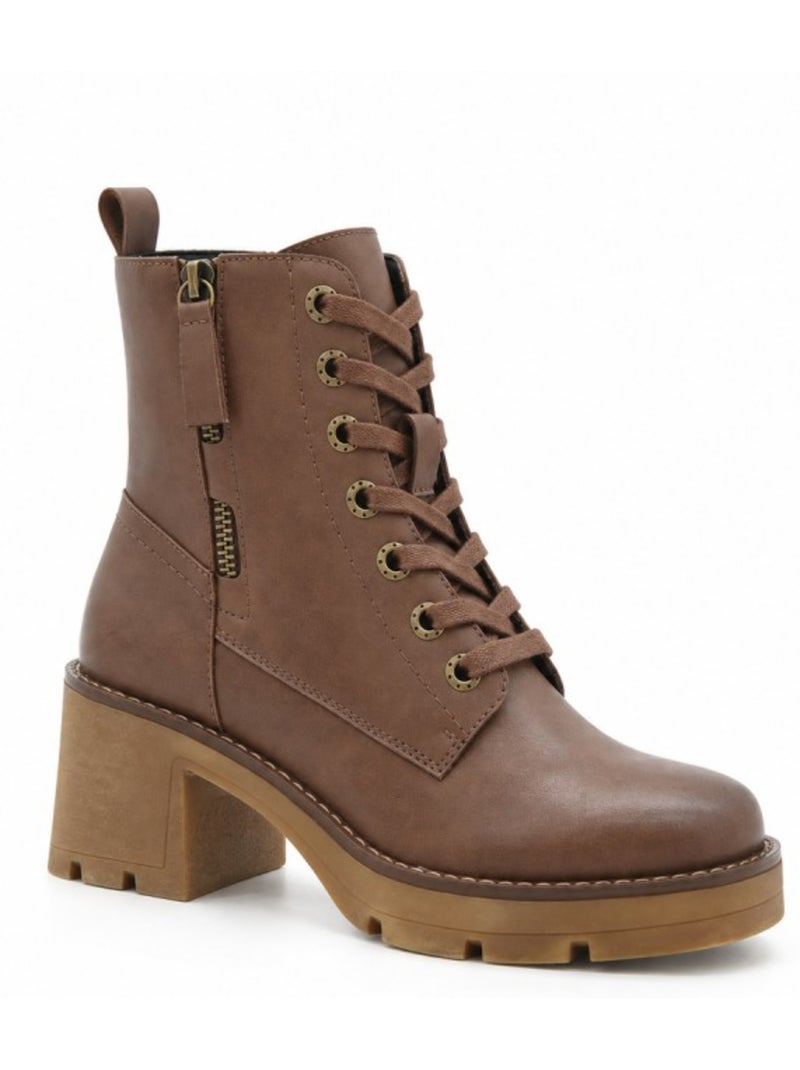 Botin casual cuero purapiel Marrón - Kiabi