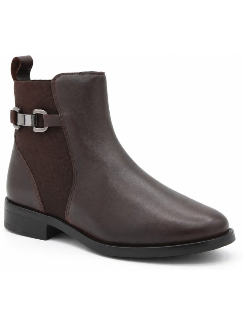 Botin casual cuero purapiel Marrón - Kiabi