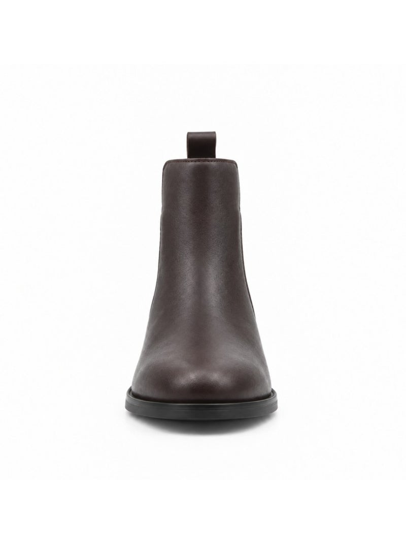 Botin casual cuero purapiel Marrón - Kiabi