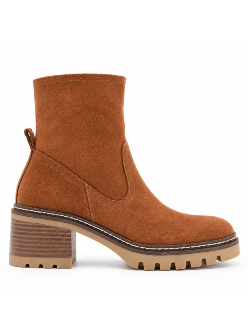 Botin casual cuero purapiel Marrón - Kiabi