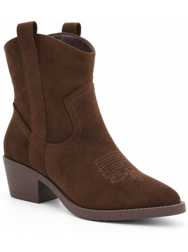 Botin casual cuero purapiel Marrón - Kiabi