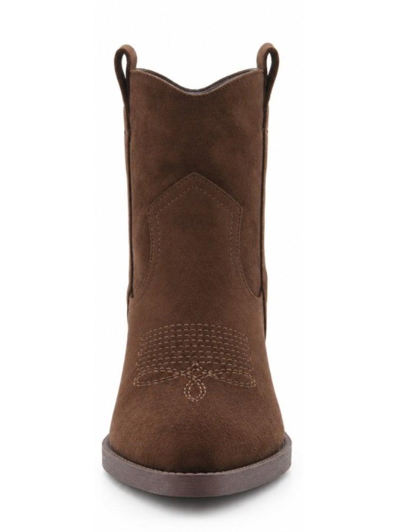 Botin casual cuero purapiel Marrón - Kiabi