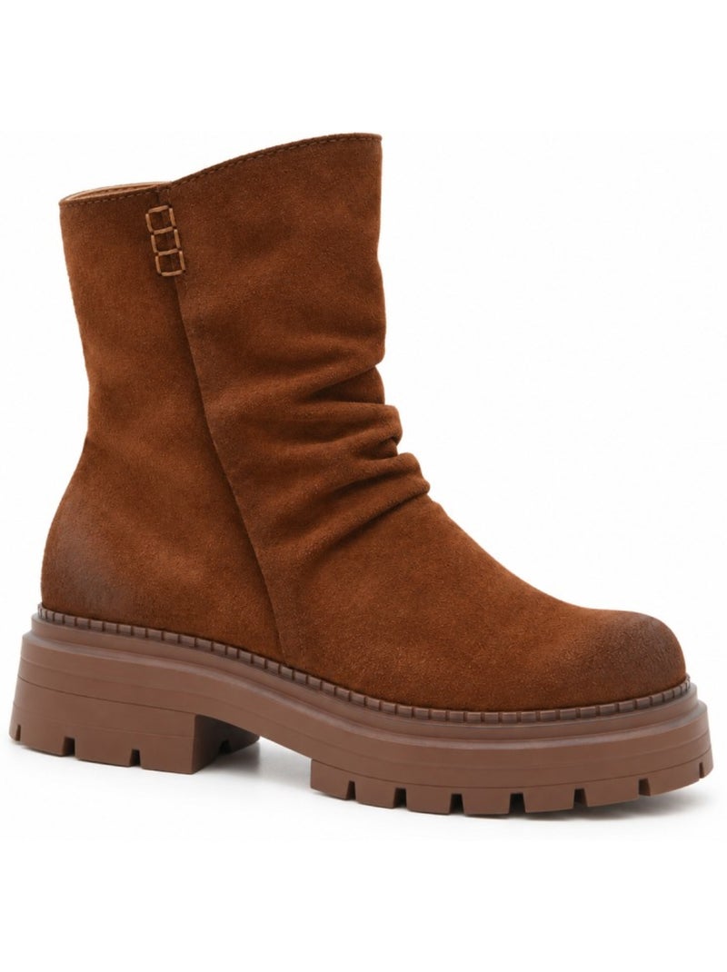 Botin casual cuero purapiel Marrón - Kiabi