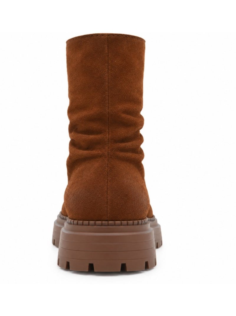 Botin casual cuero purapiel Marrón - Kiabi