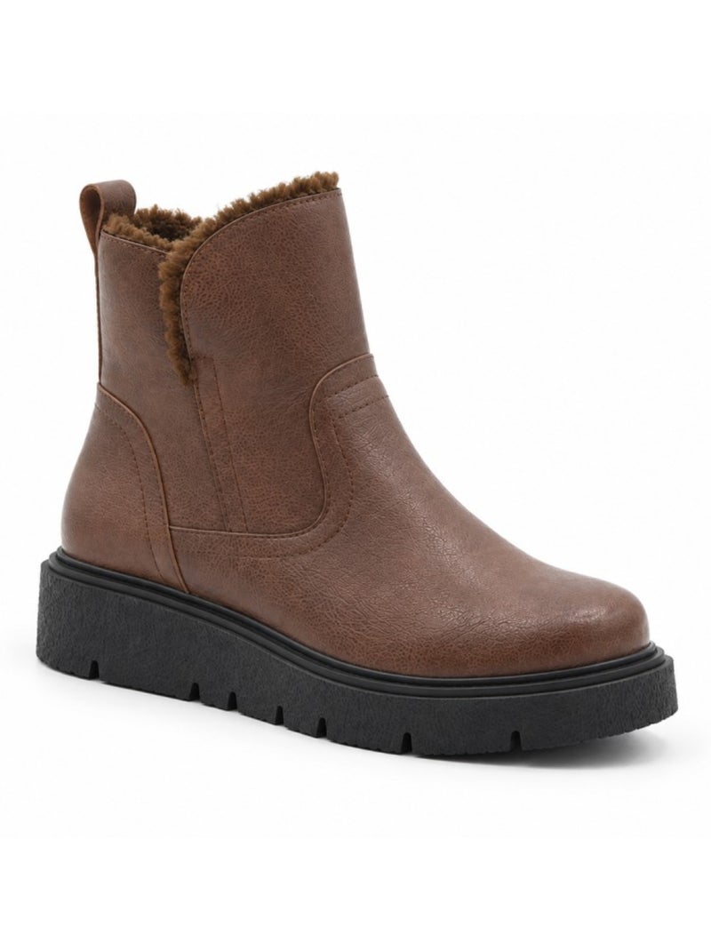 Botin casual cuero purapiel Marrón - Kiabi